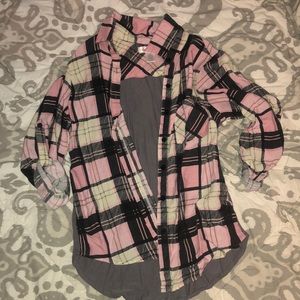 Pink and gray plaid shirt